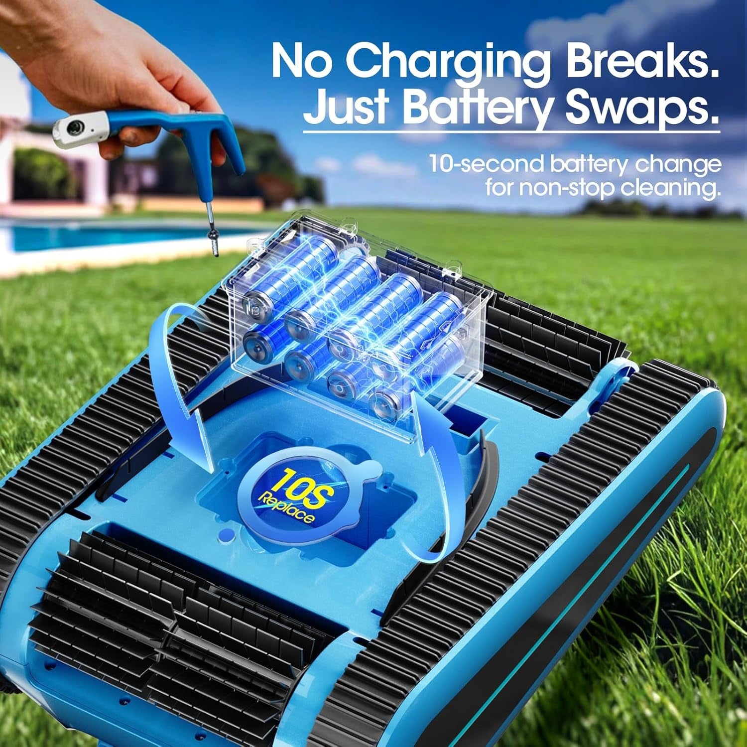 Cordless Robotic Pool Cleaner, Pool Vacuum 180W Brushless Motor, 45000Pa Suction, Wall & Waterline Climbing, Auto Path Mapping, for Pools up to 2150 Sq.Ft.