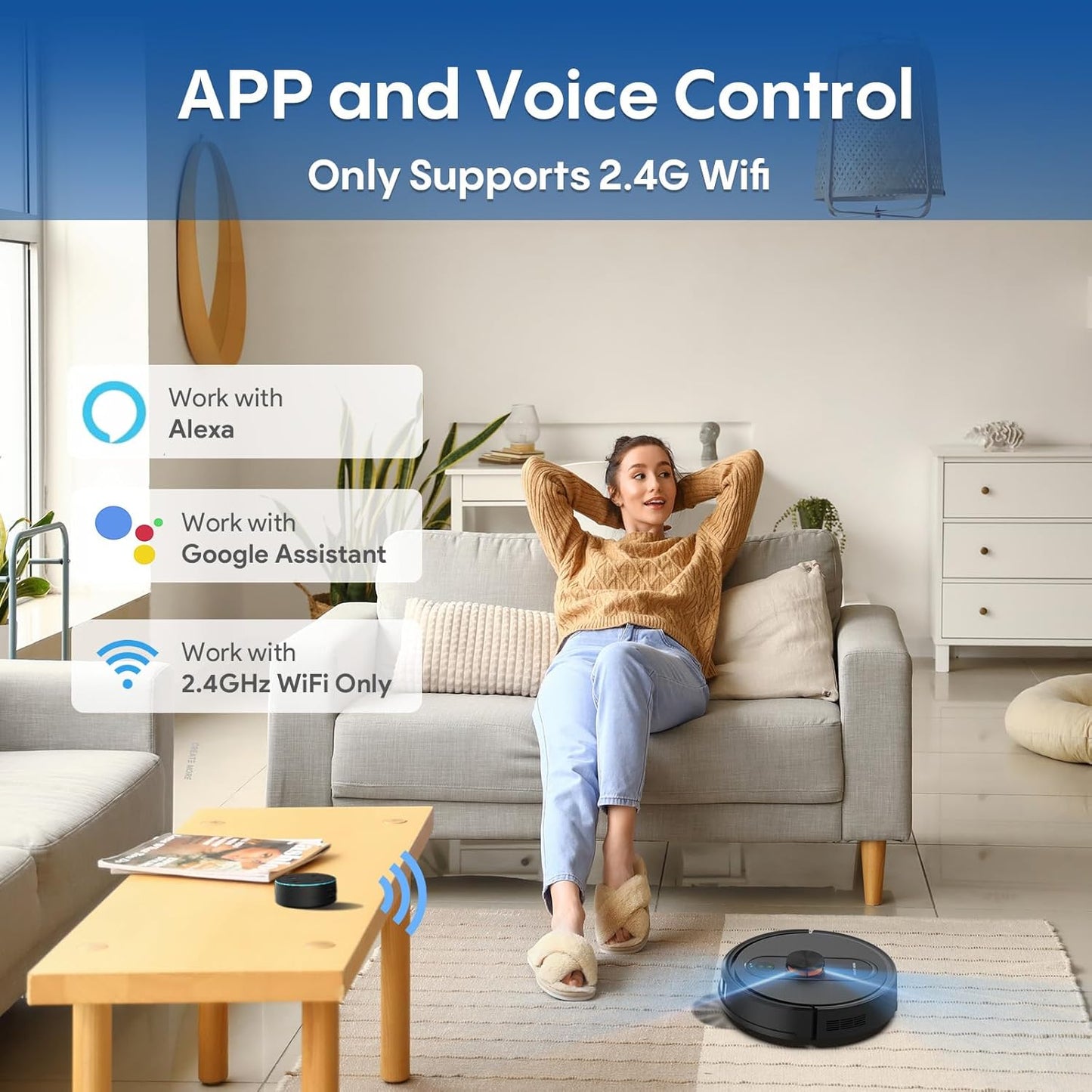 Robot Vacuum and Mop with Lidar Navigation, 5000Pa Robotic Vacuums with Mapping, No-Go Zones, Self-Recharging, Wi-Fi/App/Alexa Control, Ideal for Pet, Hard Floors, Carpet